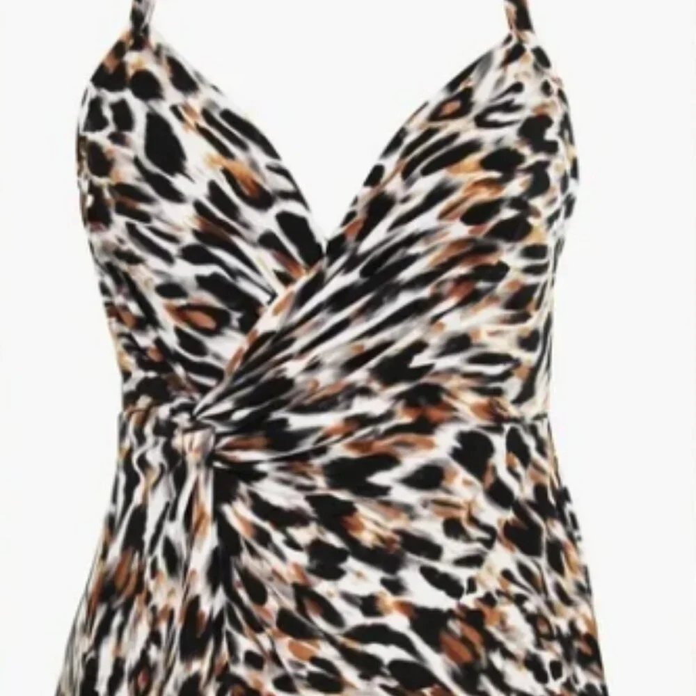 Miraclesuit Once Piece Leopard Print Swimwear Sz US16 - Picture 2 of 12